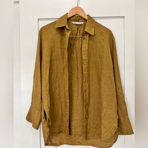 Zara 100% Linen Women’s Button-Down Shirt Size XS